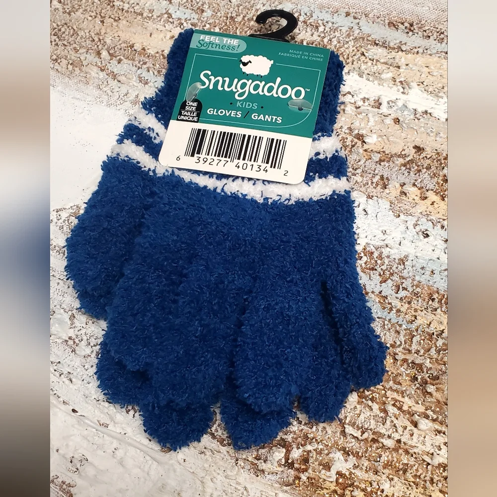 Snugadoo Kids Blue Fuzzy Gloves Size 2-4T